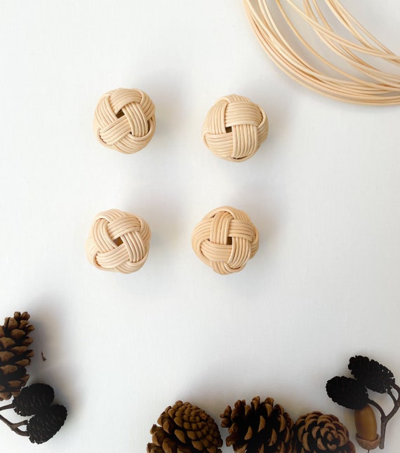 Handmade Rattan Drawer Knobs Knobs Rattan Knobs Etsy
