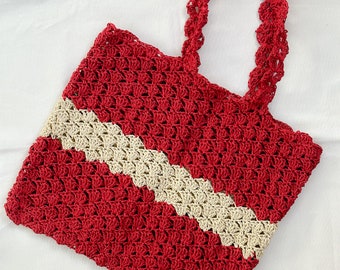 Handmade Red - Natural Raffia Totebag | Christmas Gift | Totea | Shoulder Bag