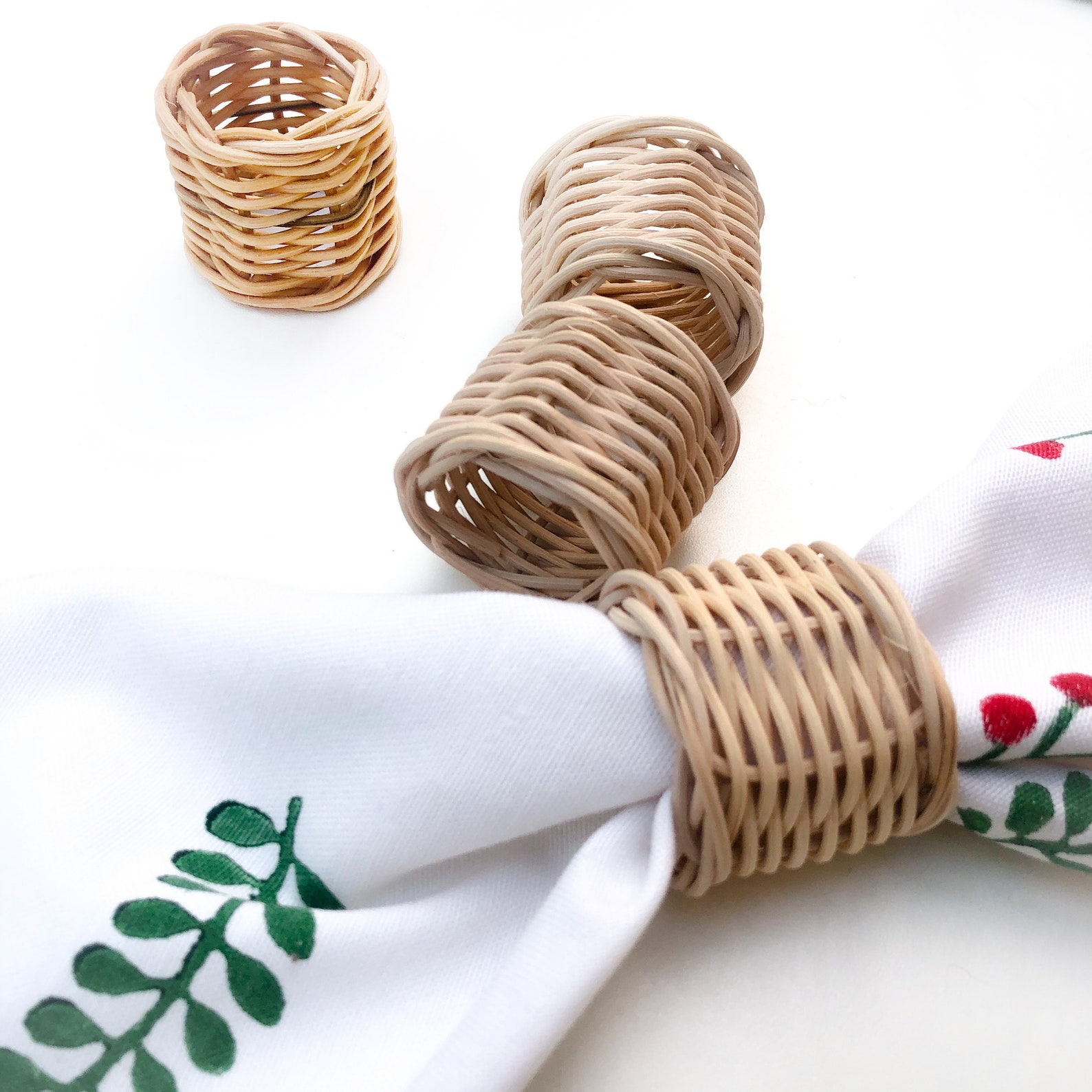 Set of 4 Handmade Rattan Napkin Rings Set Wicker Napkin Etsy