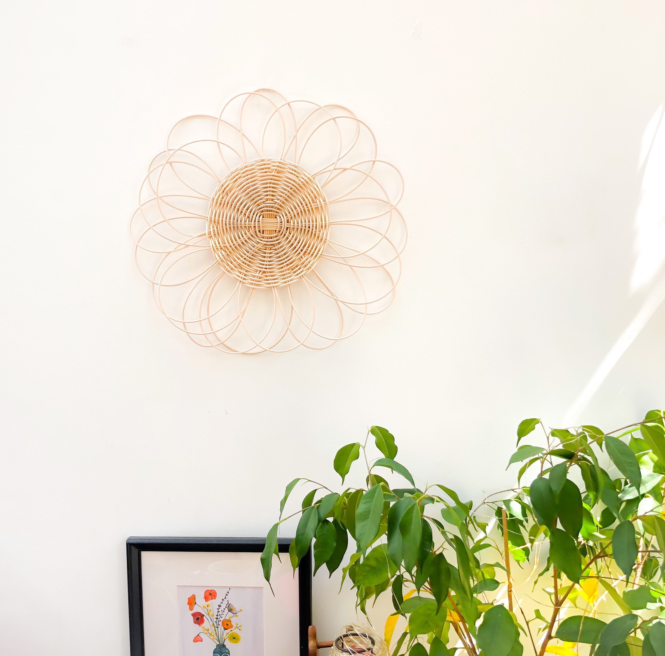 Handmade Big Flower Rattan Wall Decor Wall Hanging Wicker Etsy UK