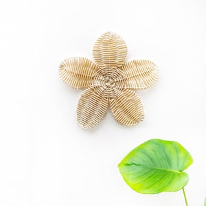 Handwoven Rattan Flower Wall Decor, Nursery Art (22cm)