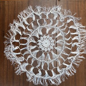 Vintage Handmade Off-White Crocher Doily | Handmade Lace | Lace Doily | Home Decor