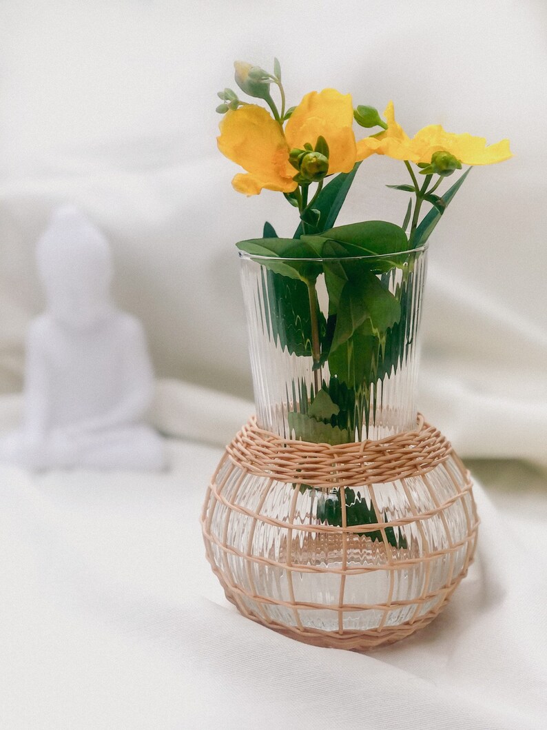 Rattan Hand Woven Glass Vase Etsy UK
