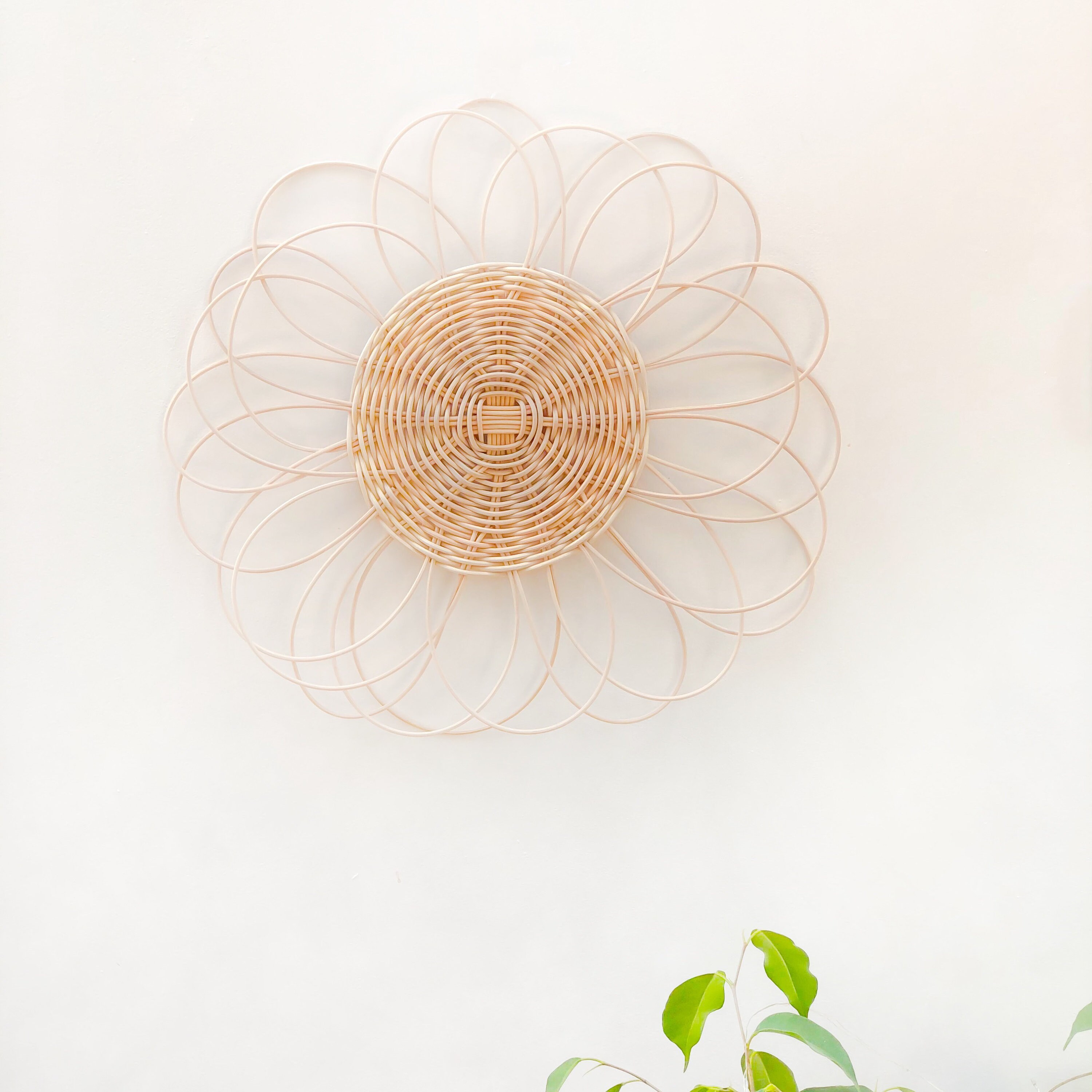 Handmade Big Flower Rattan Wall Decor Wall Hanging Wicker Etsy UK