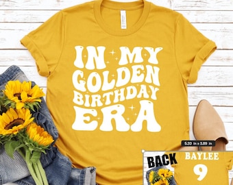 In My Golden Birthday Era Youth Shirt - Golden Birthday Girl Shirt - Girls Golden Birthday Shirt -  Golden Girl Birthday Shirt  Personalized