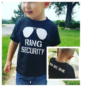 Ring Bearer Gift- Ring Bearer Shirt - Ring Security Shirt - Wedding Rehearsal Shirt - Wedding Shirt- Ring Bearer t shirt Security Sunglasses