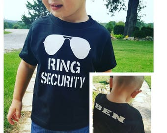 Ring Bearer Gift- Ring Bearer Shirt - Ring Security Shirt - Wedding Rehearsal Shirt - Wedding Shirt- Ring Bearer t shirt Security Sunglasses