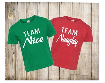 Naughty Nice Sibling Christmas Shirts - Kids Christmas Shirts - Funny Kids Christmas Shirts - Team Naughy Team Nice Christmas Shirt For Kids