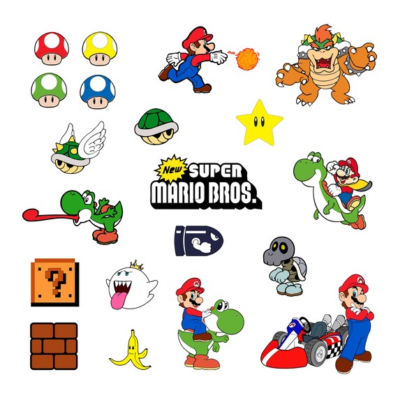 Super mario 2 Svg/Eps/Png/Jpg/ClipartsPrintable Silhouette | Etsy