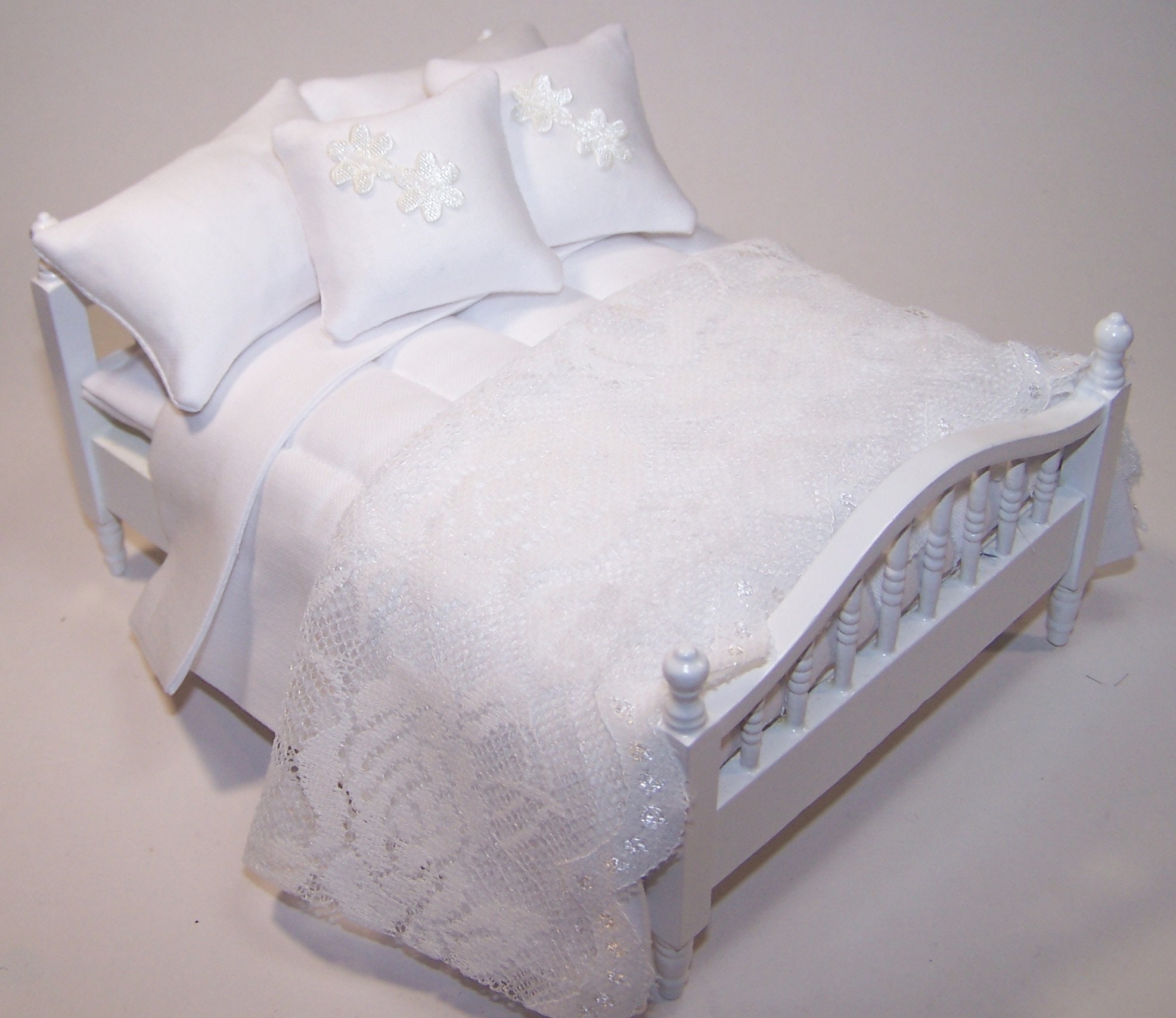 1/12th scale dolls house 6 Piece Double Bedding Set in Pure Etsy
