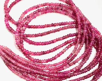 Contas de espinélio rosa rondelle: fio de pedras preciosas de 20 polegadas (3-4,5 mm)