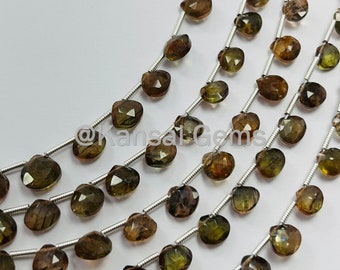 Natural Andalusite Faceted Heart Shape Beads, Andalusite Beads, Andalusite Heart Shape, Natural Andalusite Beads, Wholesale Andalusite 8"