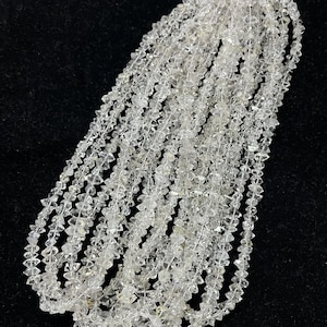 Herkimer Diamant Perlen: Gerade gebohrter Quarz, 40,5 cm