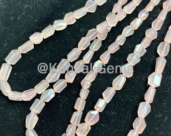 Rose Quartz Faceted Nugget Beads: 20-inch Gemstone Strand