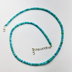 Natural Turquoise Smooth Rondell Ready To Wear Necklace 925 sterling silver necklace Gift for her Arizona Turquoise Necklace