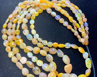Natural Ethiopian Opal Nugget Beads: Yellow Gemstone, 20 Inch Strand