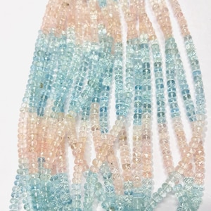 5-6 mm Aquamarine Morganite Faceted Rondelle, Aquamarine Faceted Beads, Morganite Rondelle Beads, Aquamarine Gemstone Beads For Jewelry