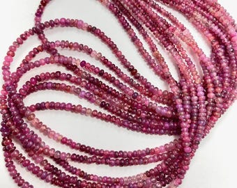 Contas de espinélio rosa rondelle: fio de pedra preciosa de 20 polegadas (3,5-4,5 mm)