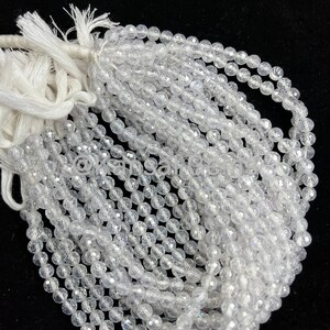 White Zircon Micro Faceted Round Cut Gemstone Beads, Micro Faceted Round Cut Beads, Faceted Zircon Beads, AAA+ Zircon Beads.