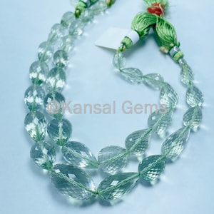 Natural Straight drill Faceted Drops Green Amethyst Top Quality Semi Precious Gemstone Beads 8&#39;&#39; 7-11, 13-20mm appx. 114 Ct.