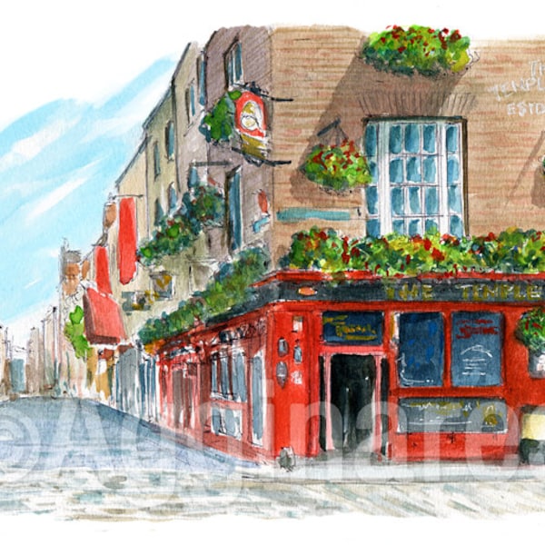 Dublin / Ireland / Europe / Travel fine art print from an original watercolor painting / Handmade souvenir / Travel gift