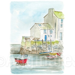 Cornwall UK Britain England / Europe / travel fine art print from an original watercolor painting / Handmade souvenir / Travel gift