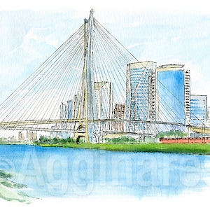 Sao Paulo Brazil / South America / travel fine art print from an original watercolor painting / Handmade souvenir / Travel gift