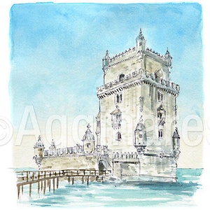 Lisbon Lisboa Portugal / Europe / travel fine art print from an original watercolor painting / Handmade souvenir / Travel gift