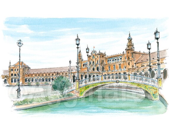 Seville Spain Spanish Square / Europe / Travel Fine Art Print | Etsy