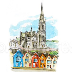 Cork / Ireland / Europe / Travel fine art print from an original watercolor painting / Handmade souvenir / Travel gift
