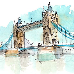 London UK Britain England / Europe / travel fine art print from an original watercolor painting / Handmade souvenir / Travel gift