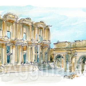 Ephesus / Turkey / Asia / Travel fine art print from an original watercolor painting / Handmade souvenir / Travel gift