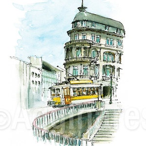 Porto Portugal / Europe / travel fine art print from an original watercolor painting / Handmade souvenir / Travel gift