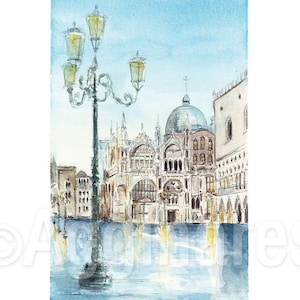 Venice Italy / Europe / travel fine art print from an original watercolor painting / Handmade souvenir / Travel gift