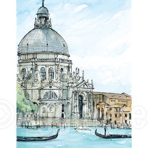 Venice Italy / Europe / travel fine art print from an original watercolor painting / Handmade souvenir / Travel gift