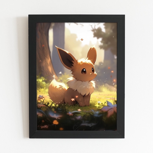 Eevee Pokemon Print, Poster, Wall Art, cadeau parfait pour tout fan de Pokemon