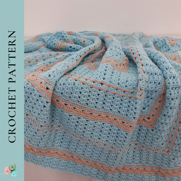 Iris Stitch Blanket Crochet Pattern, Ella's Lullaby Baby Blanket PDF pattern, Middle Out Afghan Crochet Pattern