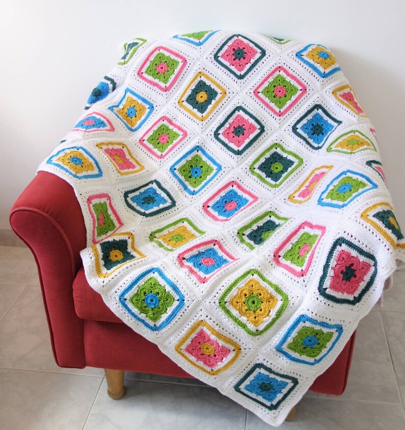 Crochet Granny Square Blanket Pattern Modern Crochet Afghan image 1