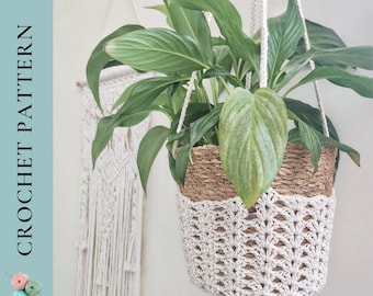 Plant Hanger CROCHET PATTERN - 2 Sizes, Easy Crochet Plant Hanger Pattern, Crochet Hanging Basket Pattern, PDF Instant Download