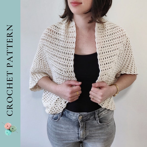 CROCHET PATTERN Cocoon Shrug Crochet Pattern, Easy Cardigan Crochet Pattern, PDF Instant Download