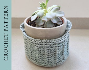 Crochet Plant Pot Holder Pattern, Crochet Planter Pattern, Small Basket With Handle Crochet Pattern, PDF Instant Download