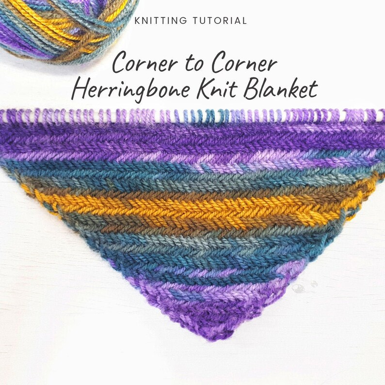 C2C Herringbone Knit Blanket Pattern Corner to Corner Etsy