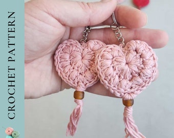 PATTERN: Crochet Heart Keychain Pattern, Crochet Keychain Pattern, Crochet Heart PDF Download Pattern