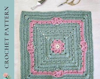 Flower Granny Square Pattern, Flower Granny Square Blanket Crochet Pattern, PDF Digital Download Pattern