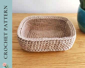 Crochet Pattern & VIDEO Rectangle Basket, Easy Crochet Basket Pattern, PDF Digital Download Pattern