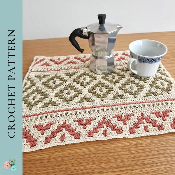 CROCHET PATTERN Bohemian Placemat Pattern, Crochet Mosaic Placemat Pattern, Crochet Home Decor Pattern, PDF Instant Digital Download