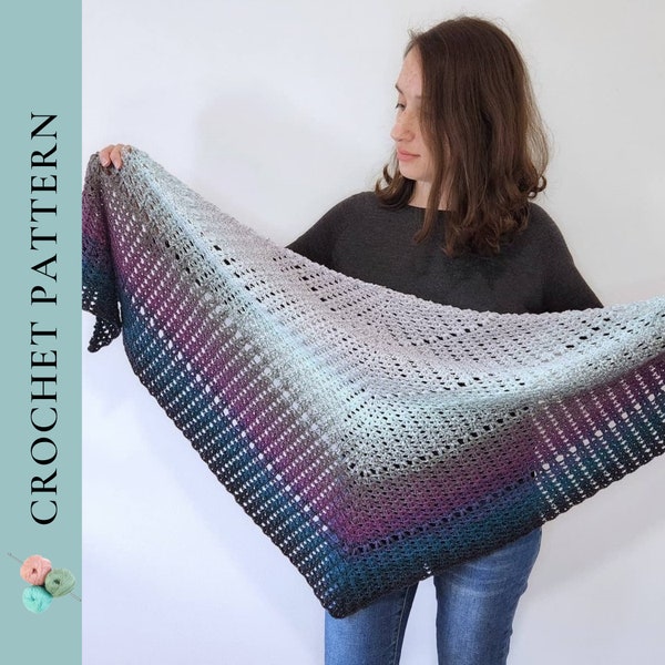 CROCHET PATTERN Triangle Shawl Crochet Pattern, Easy Crochet Shawl Pattern, PDF Instant Download