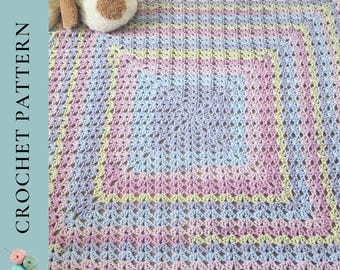 Crochet Granny Square Blanket Pattern, Big Granny Square Pattern, Modern Granny Square Blanket, PDF Digital Download Pattern