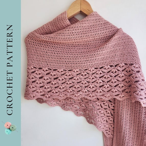 CROCHET PATTERN Crochet Shawl Pattern, Lace Shawl Pattern, Crochet Rectangle Shawl, PDF Instant Download