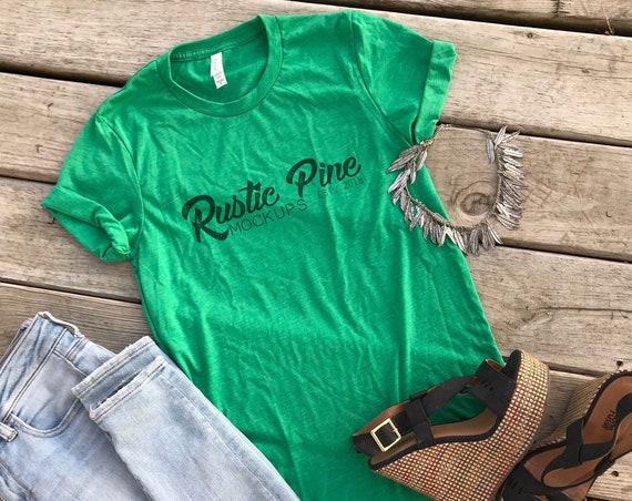 Bella Canvas 3001 Heather Kelly Green Unisex T-Shirt MockupT-Shirt Bella Canvas 3001 Heather Kelly Green Unisex T-Shirt MockupT-Shirt